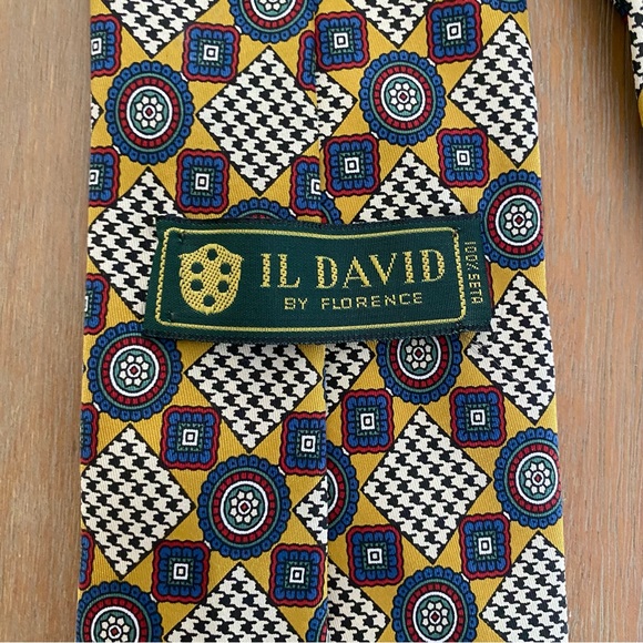 Men's Gold Il David by Florence Silk Patterned Tie - Picture 8 of 9
